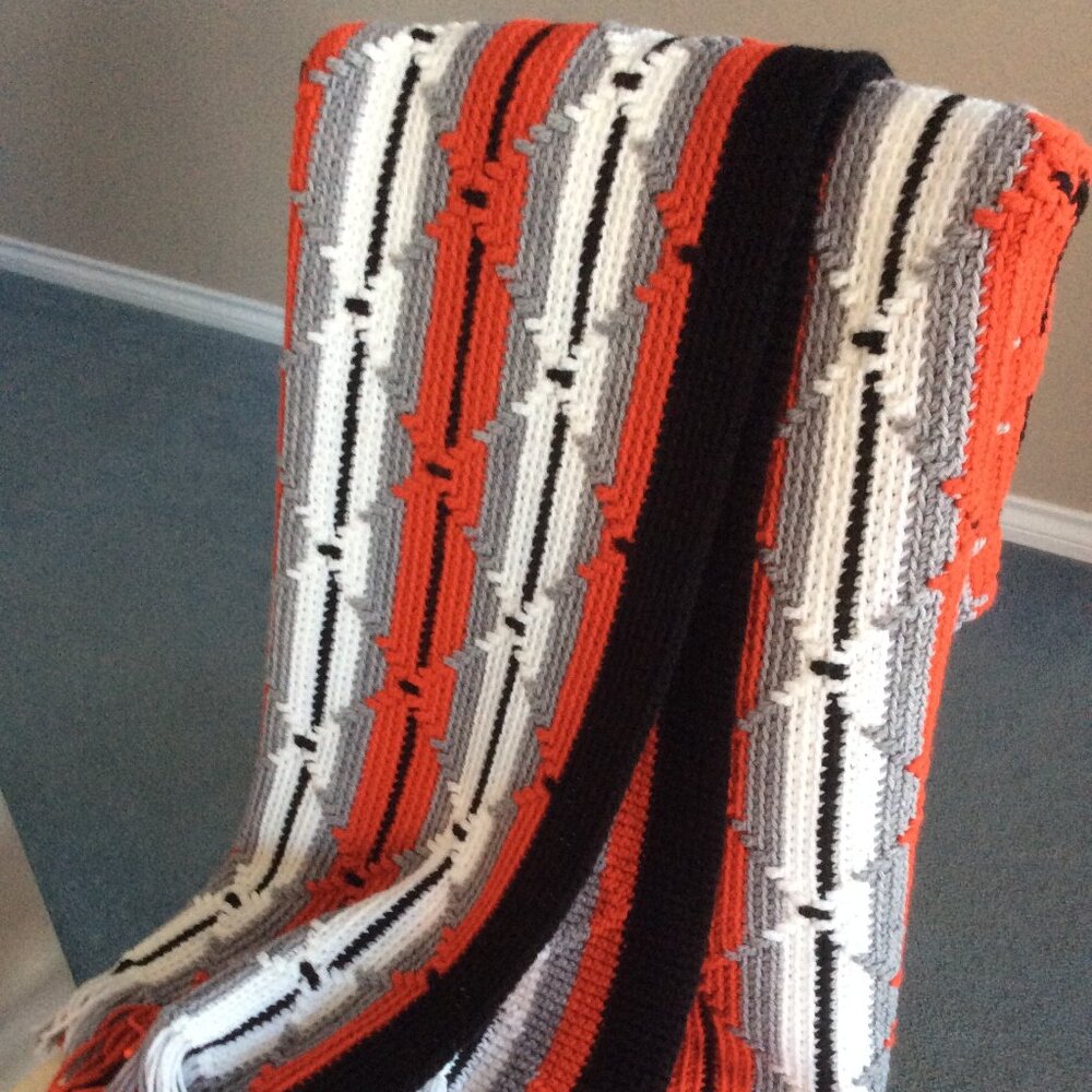 Vintage Hand Knit Crochet Afghan Throw Blanket